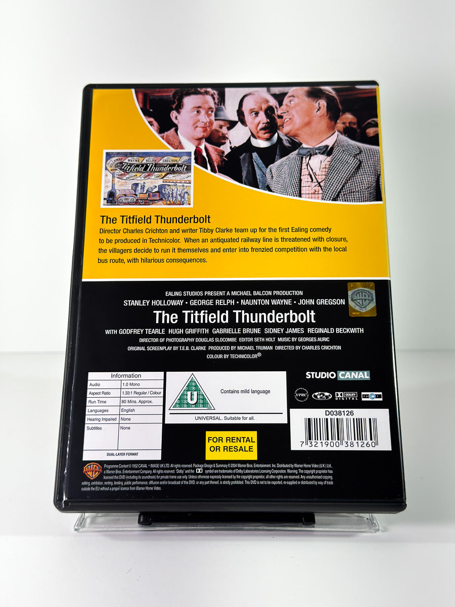 Bakside av cover til The Titfield Thunderbolt på DVD
