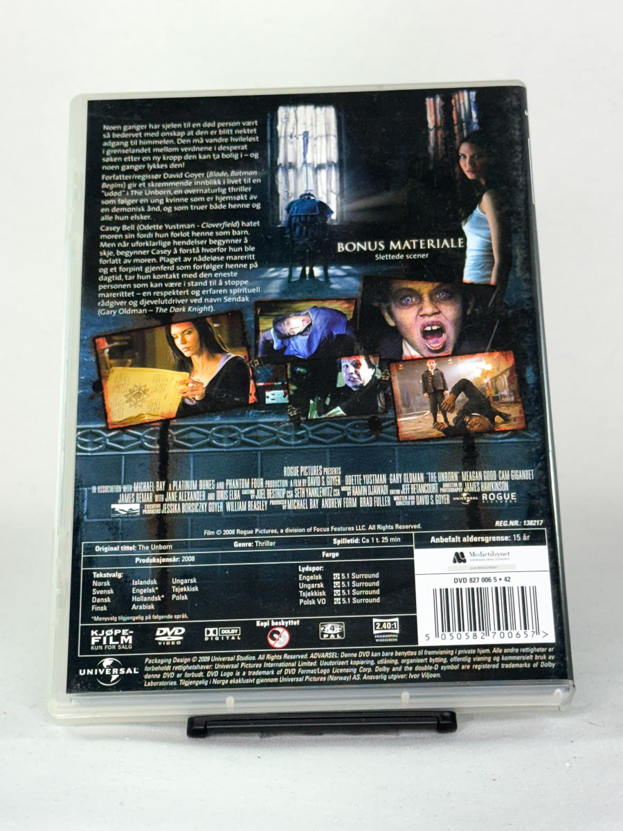 DVD-cover-bakside til filmen The Unborn – Brukt DVD fra nettbutikken Brukbar Film