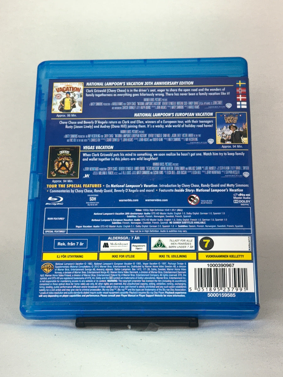 Bakside av Blu-ray-cover for The Vacation Collection – brukt Blu-ray-samling med komedier, tilgjengelig hos Brukbar Film