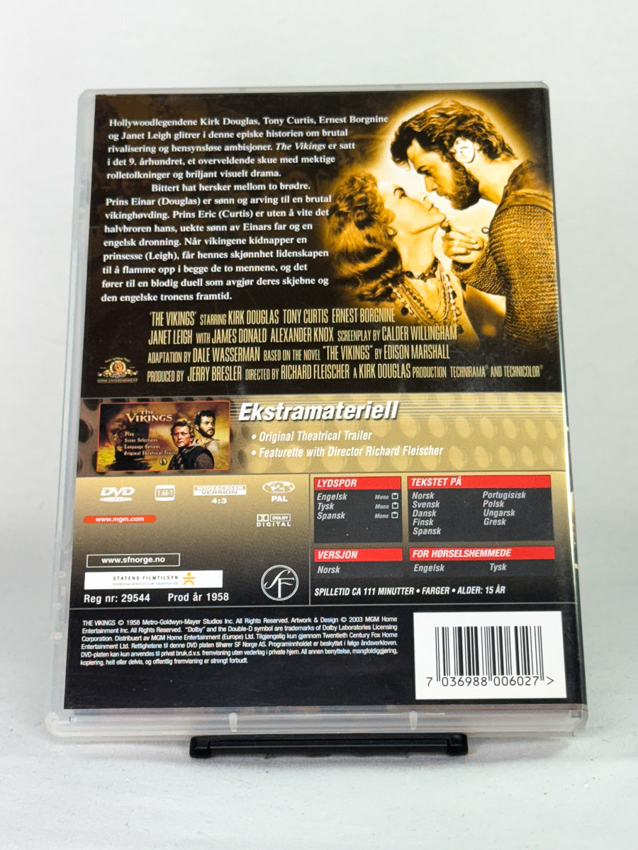 Bakside av DVD-cover til The Vikings, bruktfilm hos nettbutikken Brukbar Film