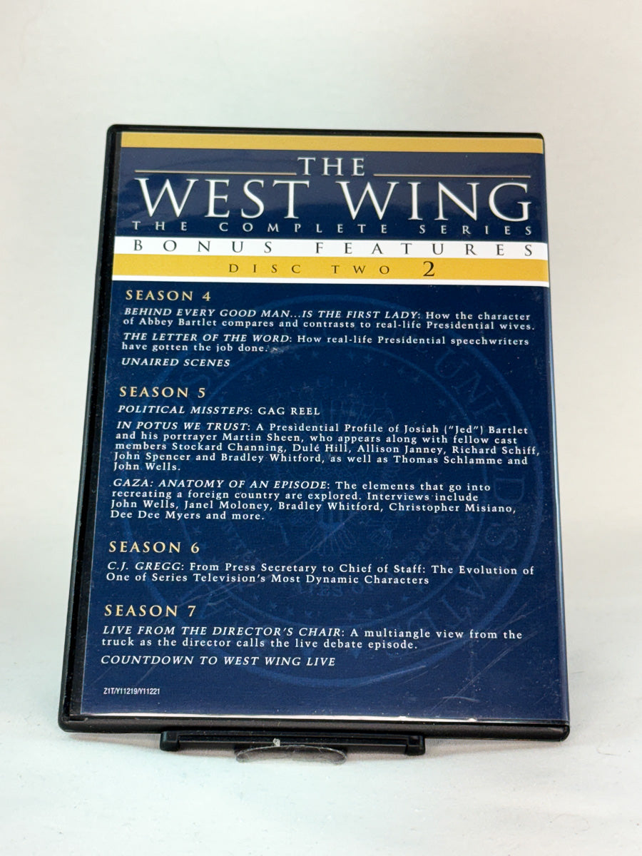 The West Wing – bakside av DVD med bonusinnhold og spesialmateriale hos Brukbar Film