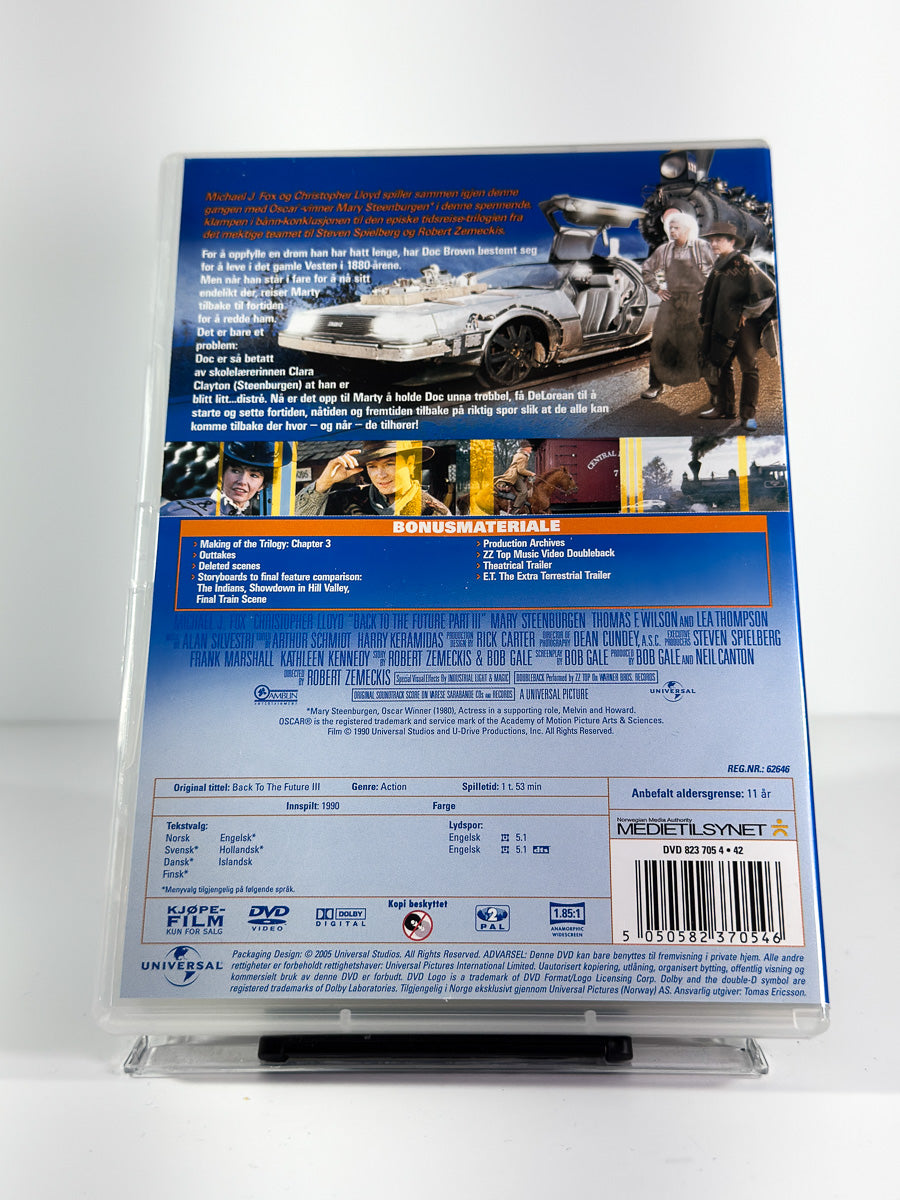 Bakside av cover til Tilbake til Fremtiden del III på DVD