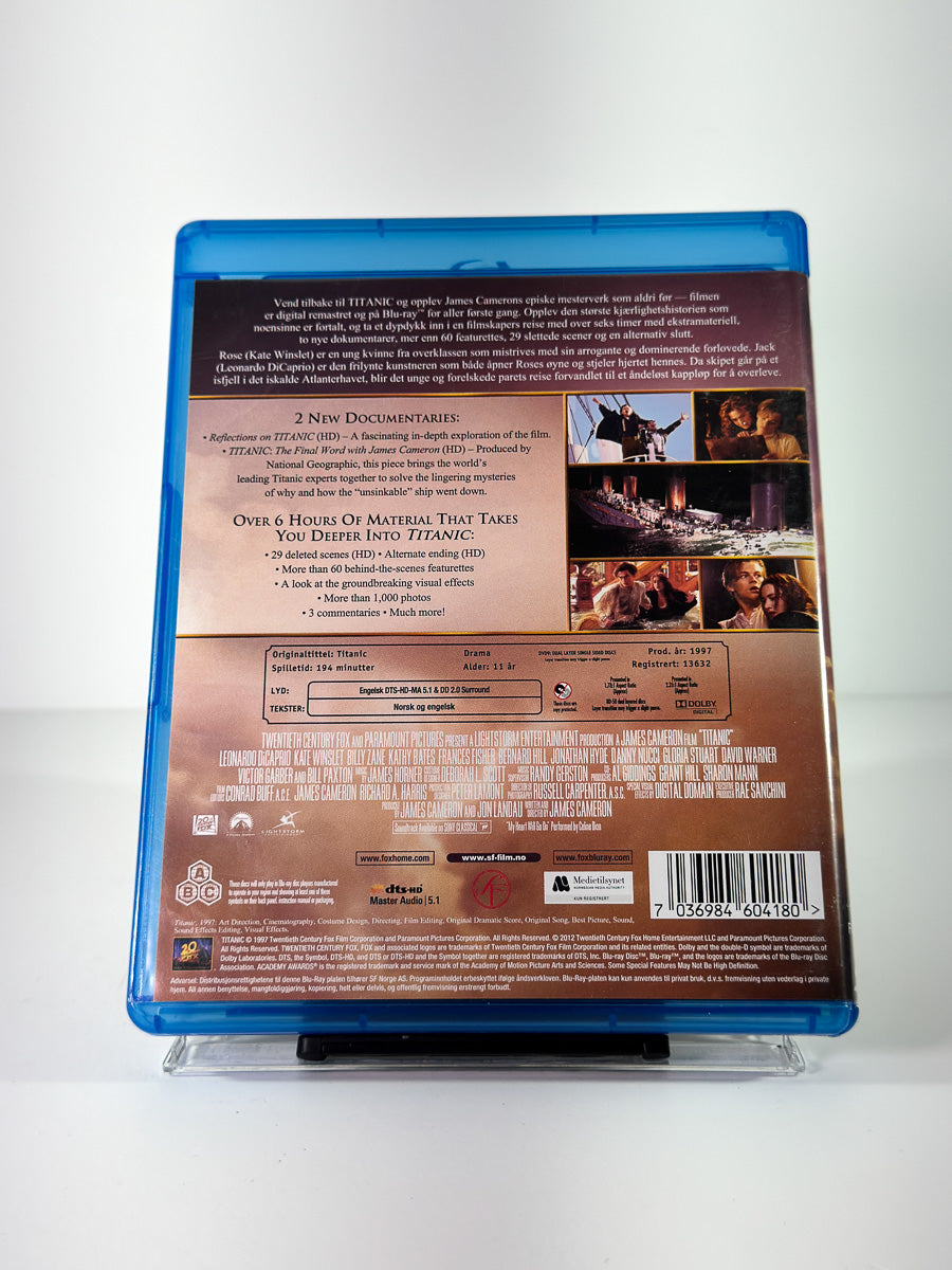 Bakside av cover til Titanic på Blu-ray