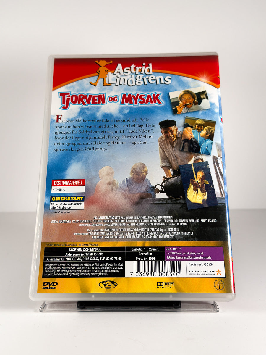 Bakside av cover til Tjorven og Mysak på DVD