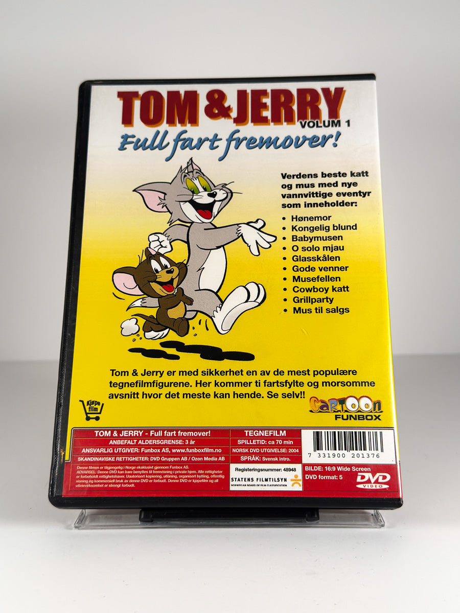 Bakside av cover til Tom & Jerry Volum 1 – Full fart fremover! på DVD