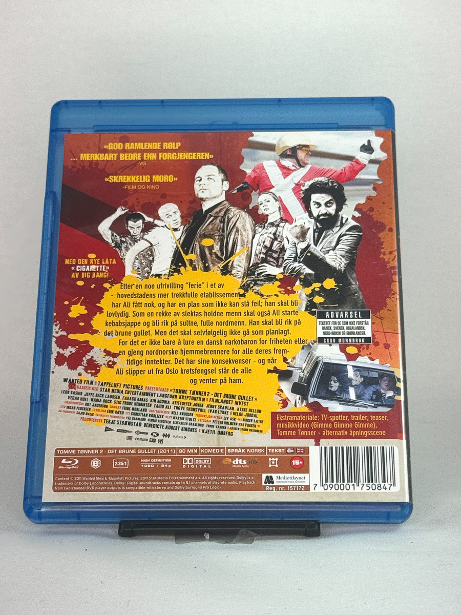 Bakside av DVD-cover til Tomme Tønner 2 – Det brune gullet – brukt filmcover bakside, original utgivelse hos Brukbar Film