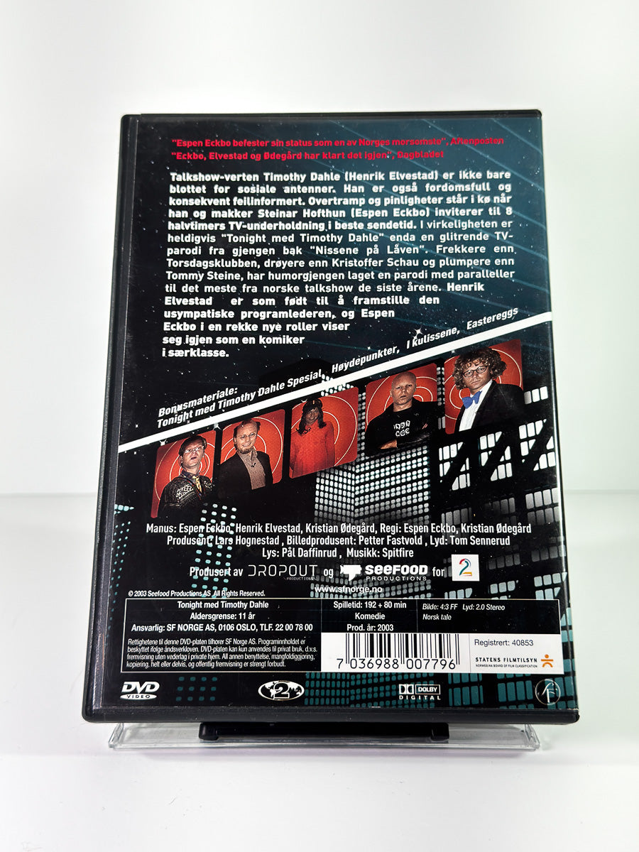 Bakside av cover til Tonight med Timothy Dahle på DVD