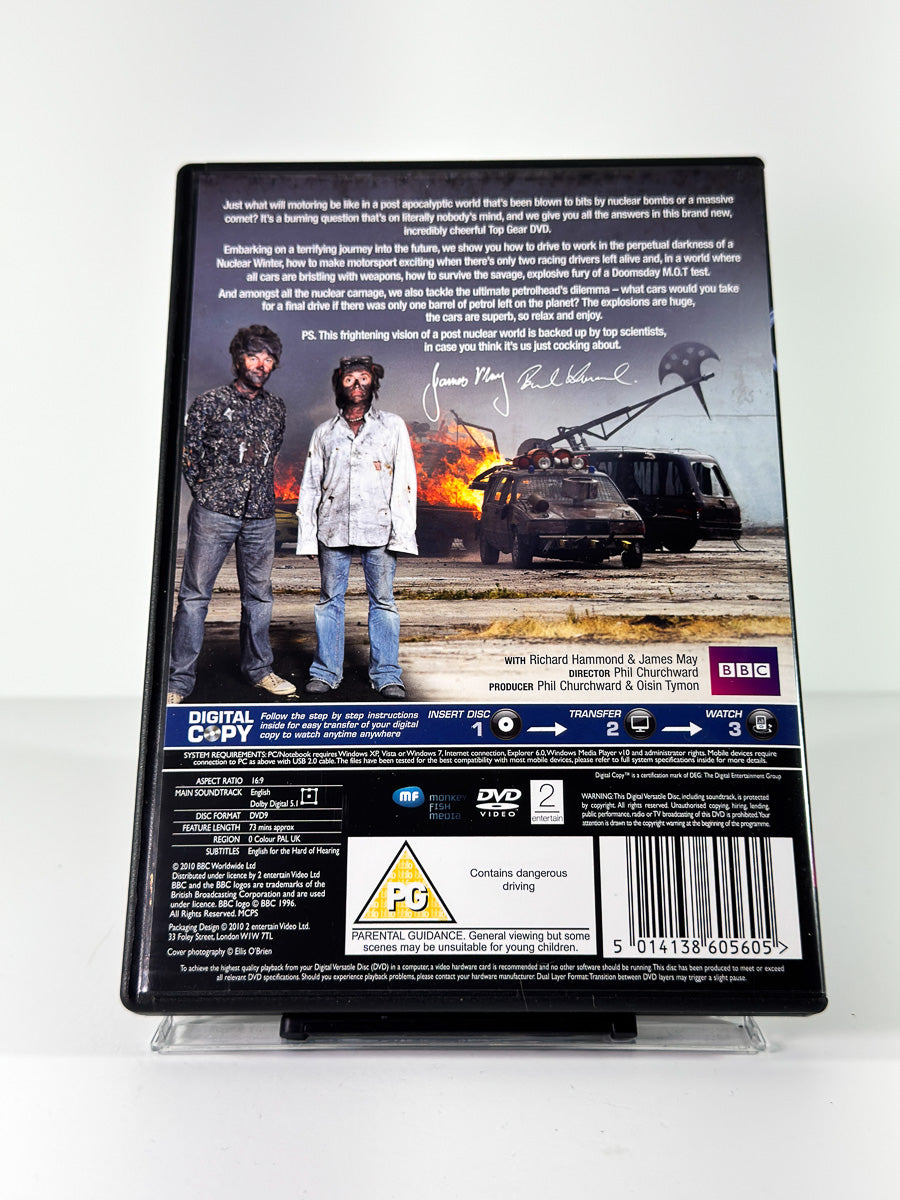 Bakside av cover til Top Gear Apocalypse på DVD