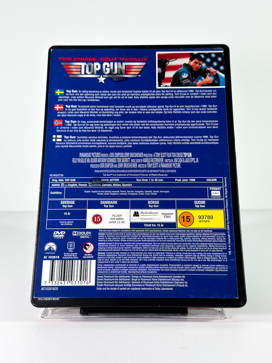 Bakside av cover til Top Gun på DVD
