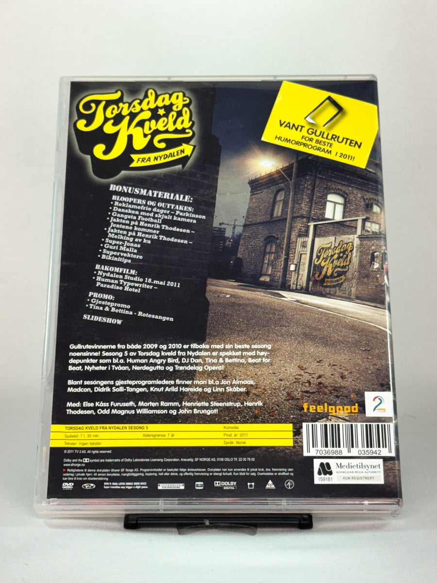 DVD-cover-bakside til serien Torsdag kveld fra Nydalen – Sesong 5 – Brukt DVD fra nettbutikken Brukbar Film