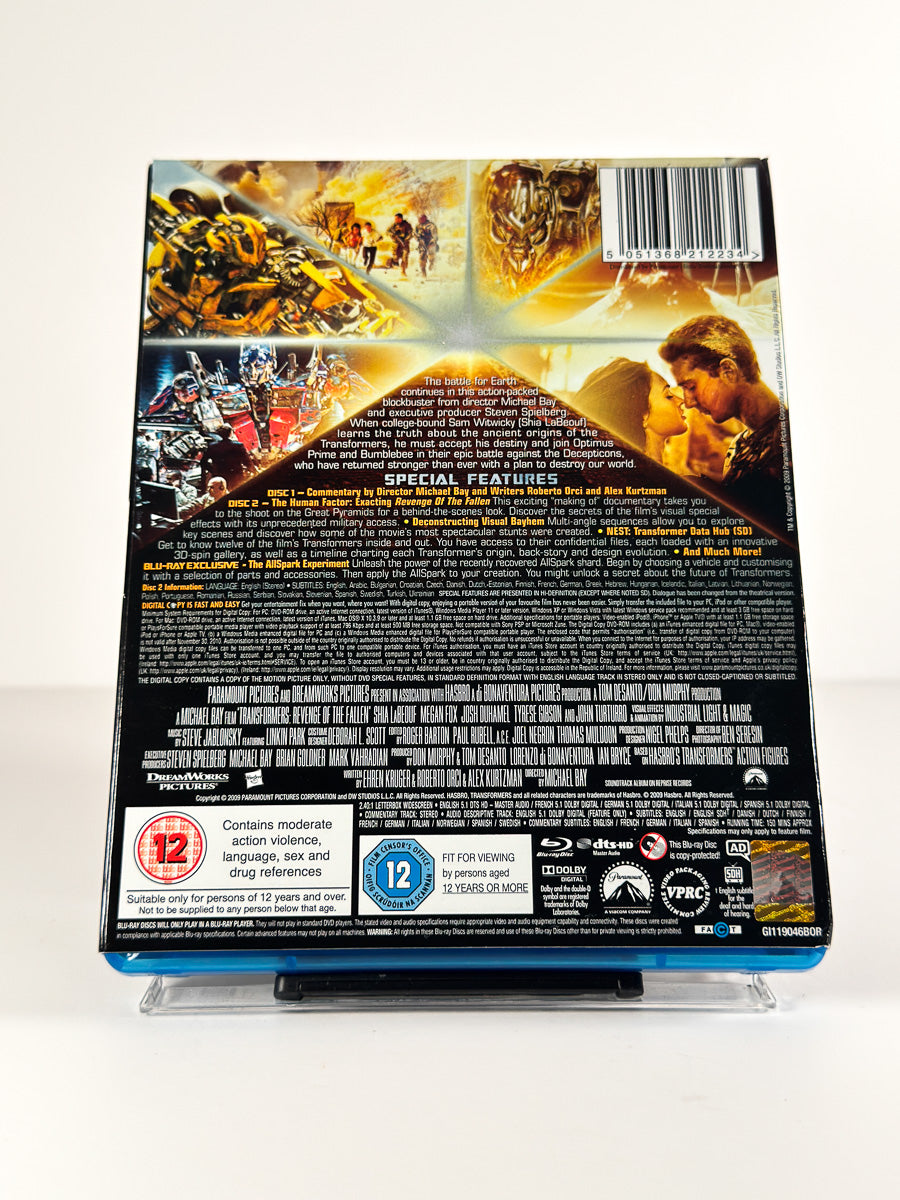 Bakside av cover til Transformers: Revenge of the Fallen – Special Edition på Blu-ray
