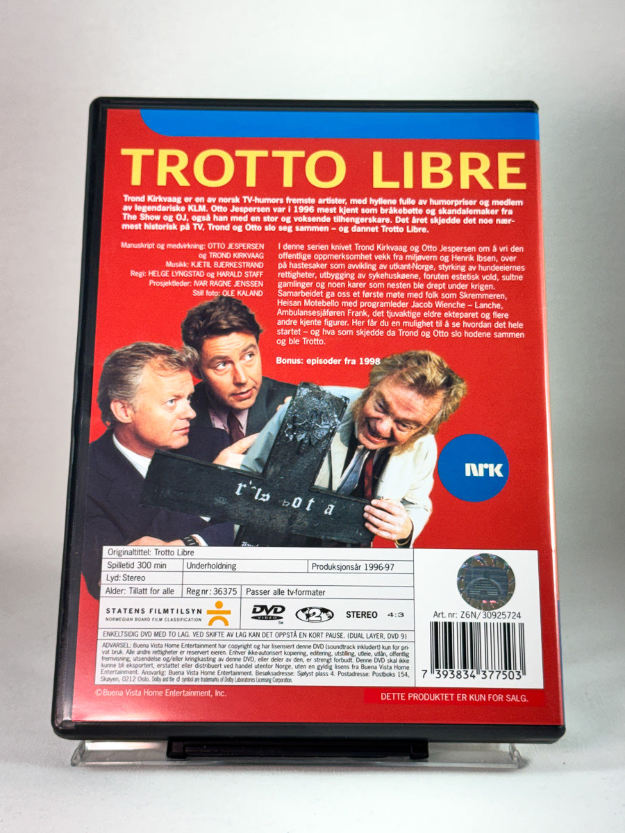 Bakside av DVD-cover til Trotto Libre med serie- og innholdsinformasjon hos Brukbar Film