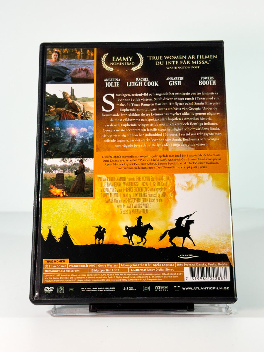 Bakside av cover til True Women, bruktfilm på DVD hos Brukbar Film