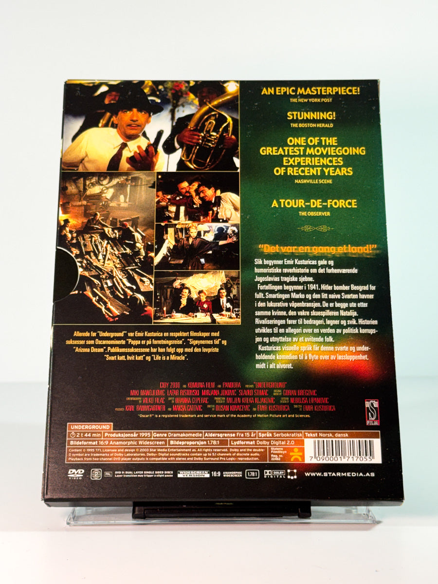 Bakside av cover til Underground, bruktfilm hos nettbutikken Brukbar Film