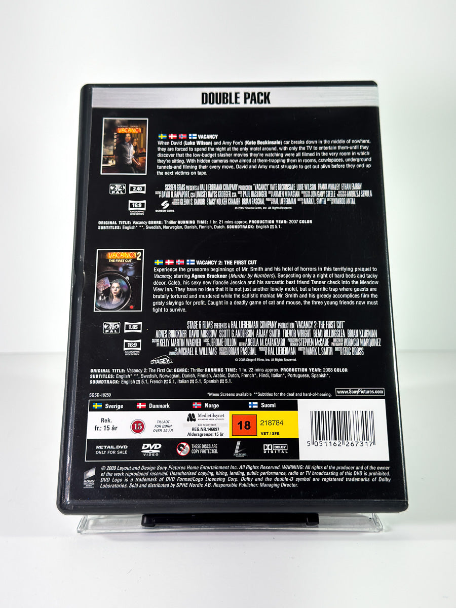 Bakside av cover til Vacancy – Double Pack på DVD