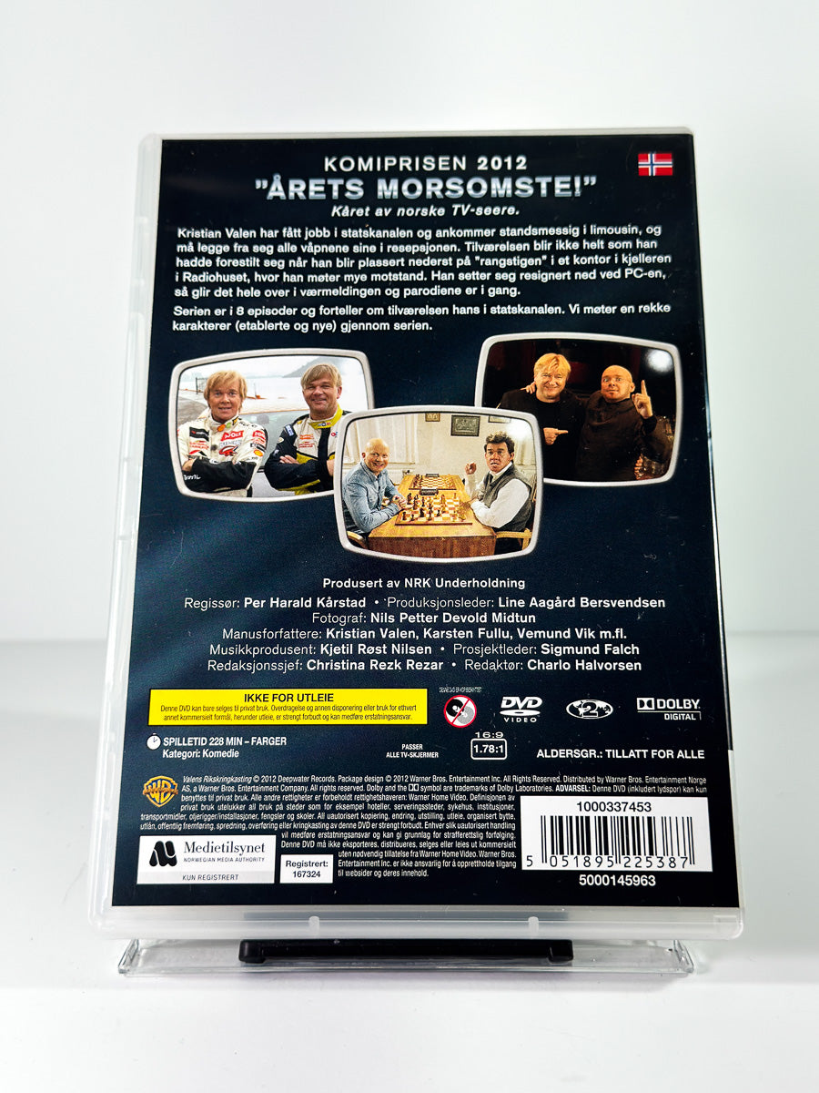 Bakside av cover til Valens Rikskringkasting på DVD hos Brukbar Film