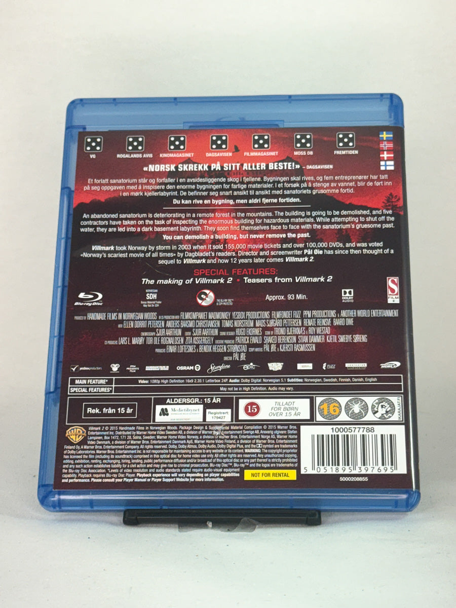 Brukt Blu-ray-film Villmark 2 – forside av filmcover, norsk skrekkfilm på Blu-ray fra Brukbar Film