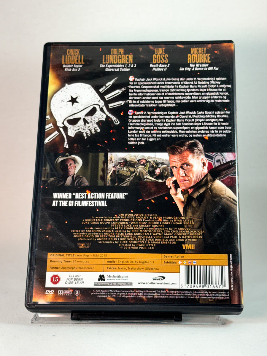 Bakside av cover til War Pigs, brukt original DVD hos Brukbar Film