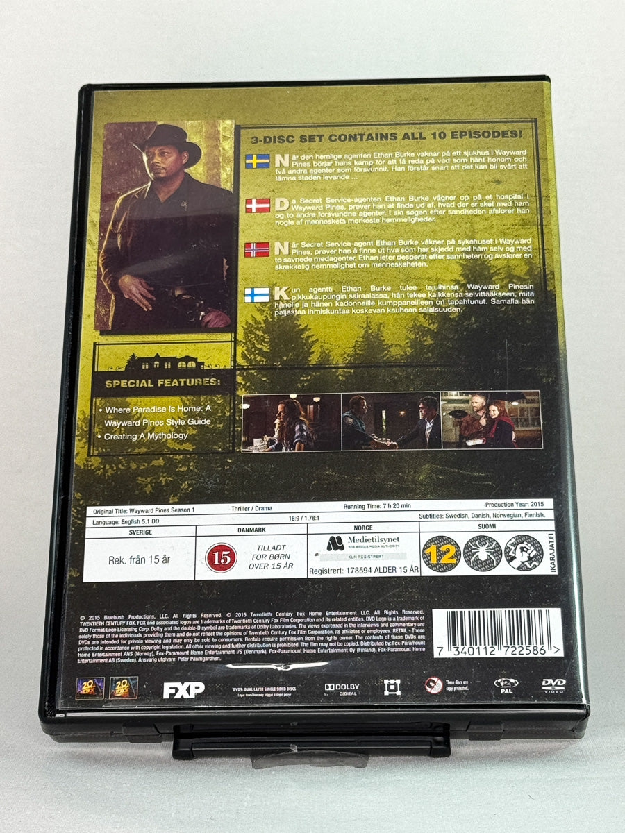 DVD-cover-bakside til serien Wayward Pines – Brukt DVD fra nettbutikken Brukbar Film