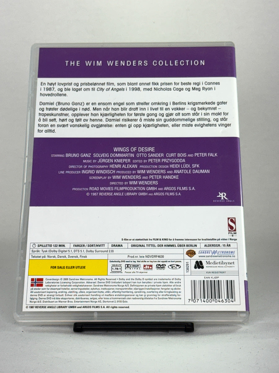 DVD-cover-bakside til filmen Wings of Desire – Brukt DVD fra nettbutikken Brukbar Film