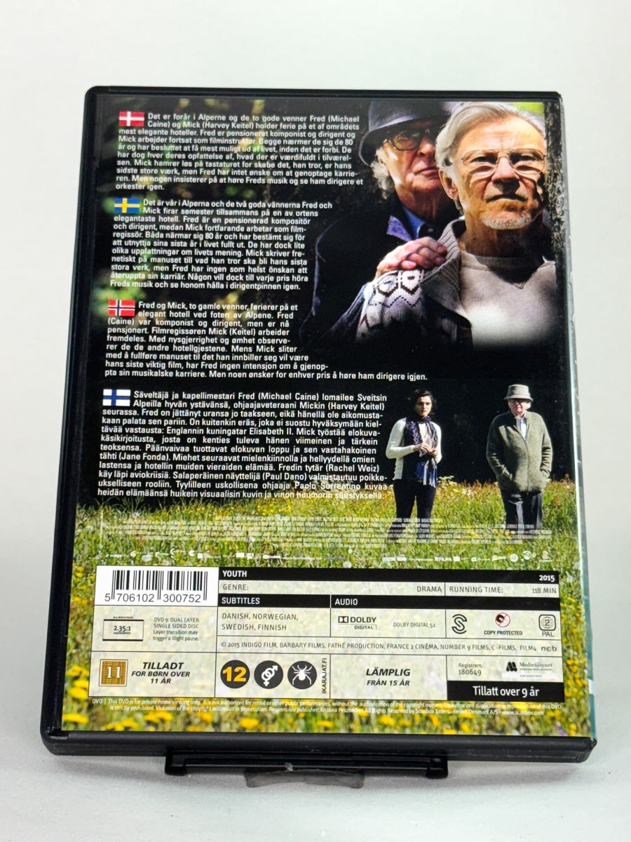Bakside av DVD-cover til Youth – viser filmomtale, skuespillere og teknisk informasjon, brukt DVD fra Brukbar Film.