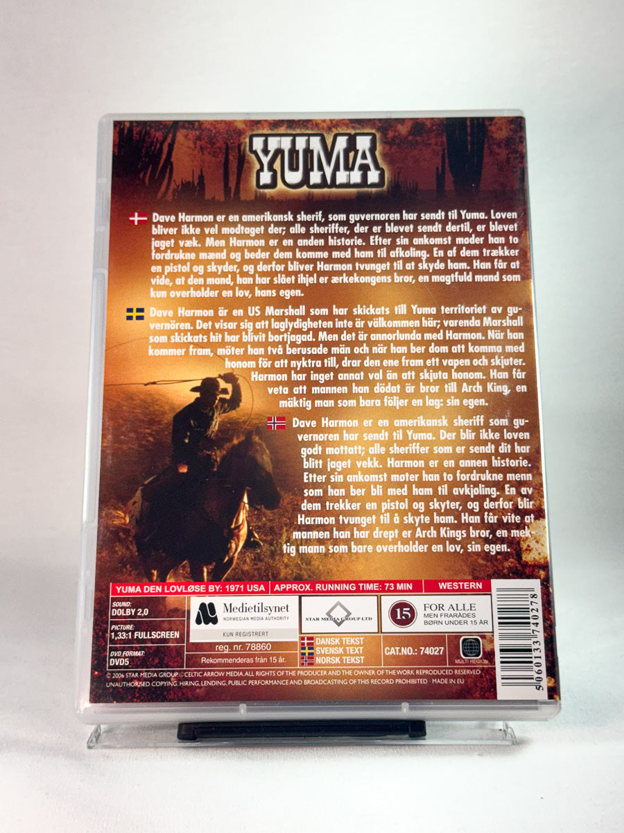 Bakside av cover til Yuma, bruktfilm hos nettbutikken Brukbar Film