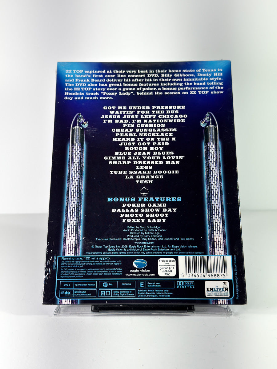 Bakside av cover til ZZ Top: Live from Texas på DVD