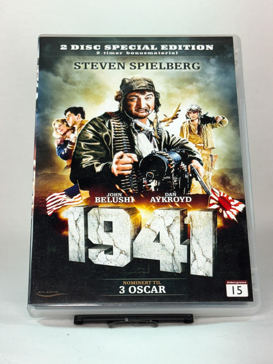 Forside av DVD-cover til 1941 – Steven Spielbergs satiriske krigskomedie med John Belushi og Dan Aykroyd, brukt DVD hos Brukbar Film.