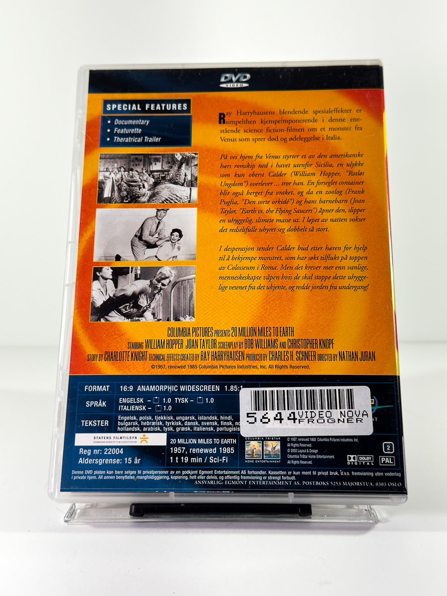 Bakside av cover til 20 Million Miles to Earth på DVD