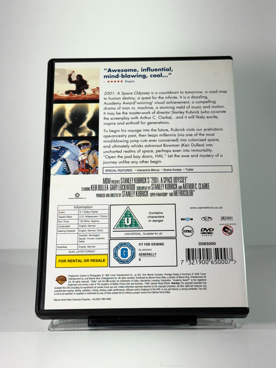 Bakside av cover til 2001 a space odyssey, brukt DVD hos Brukbar Film