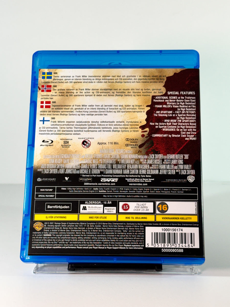 Bakside av cover til 300 på Blu-ray, brukt hos Brukbar Film