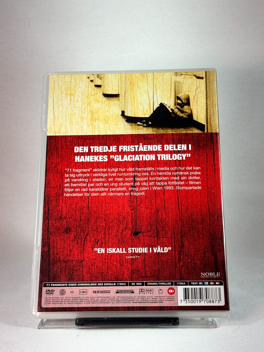 Bakside av cover til 71 Fragment, brukt DVD hos Brukbar Film
