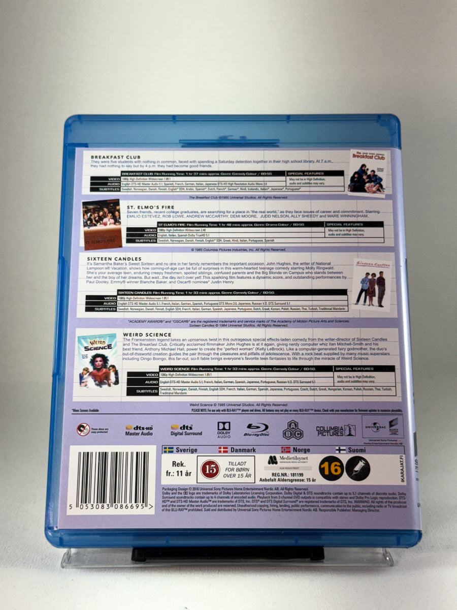 Bakside av Blu-ray-cover til 80’s Brat Pack, bruktfilm hos nettbutikken Brukbar Film