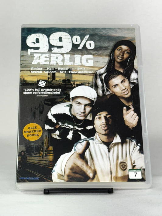 DVD-bakside til filmen 99% Ærlig
Baksiden viser info, spesifikasjoner og eventuell ekstratekst – produktbilde fra nettbutikken Brukbar Film