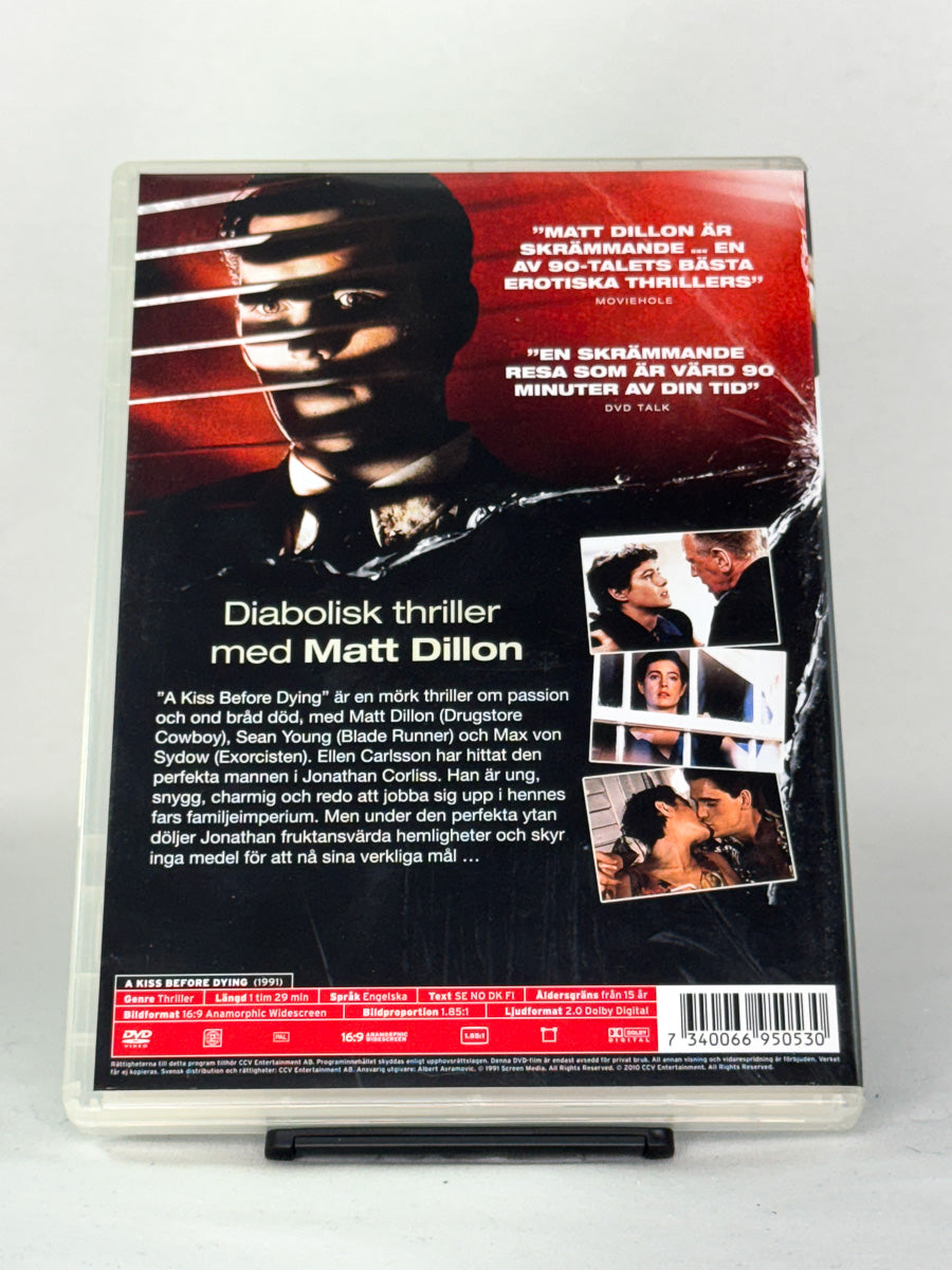 DVD-bakside til filmen A Kiss Before Dying
Baksiden viser info, spesifikasjoner og eventuell ekstratekst – produktbilde fra nettbutikken Brukbar Film
