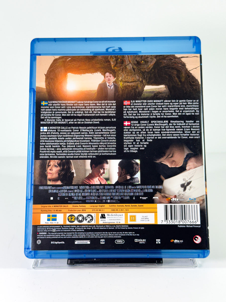 Bakside av cover til A Monster Calls, brukt original Blu-ray hos Brukbar Film