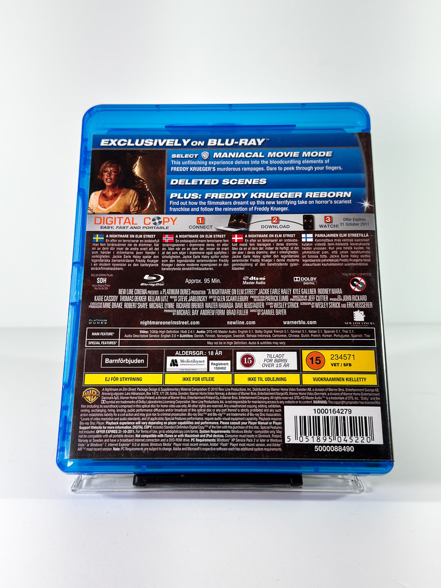 Bakside av cover til A Nightmare on Elm Street på Blu-ray