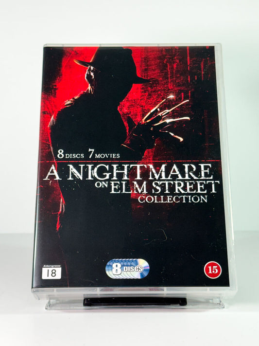 Forside av cover til a nightmare on elm street collection, bruktfilm hos nettbutikken Brukbar Film