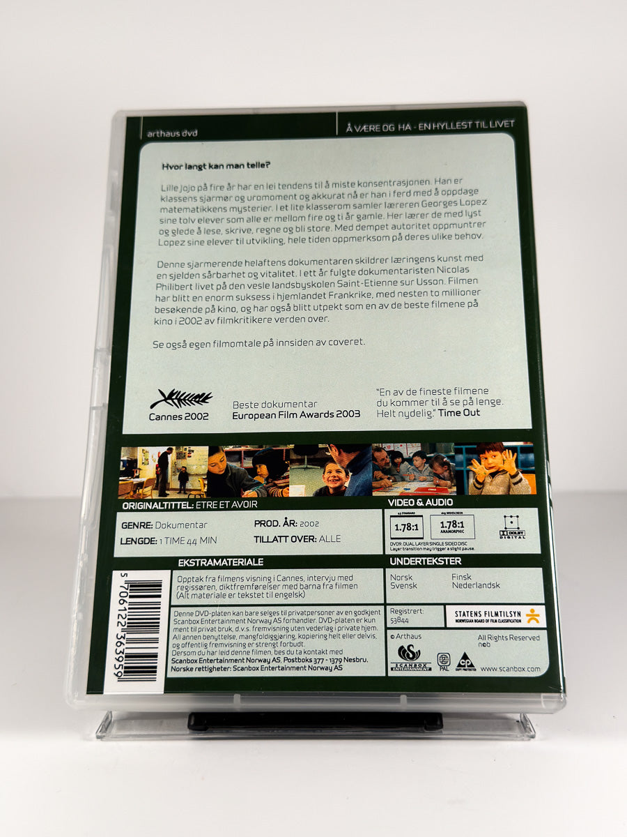 Bakside av cover til Å være og ha – En hyllest til livet på DVD