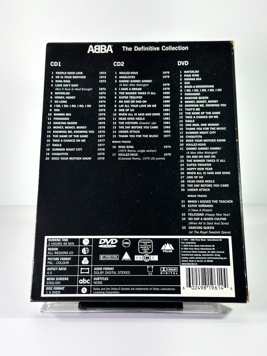 Bakside av cover til ABBA – The Definitive Collection på DVD