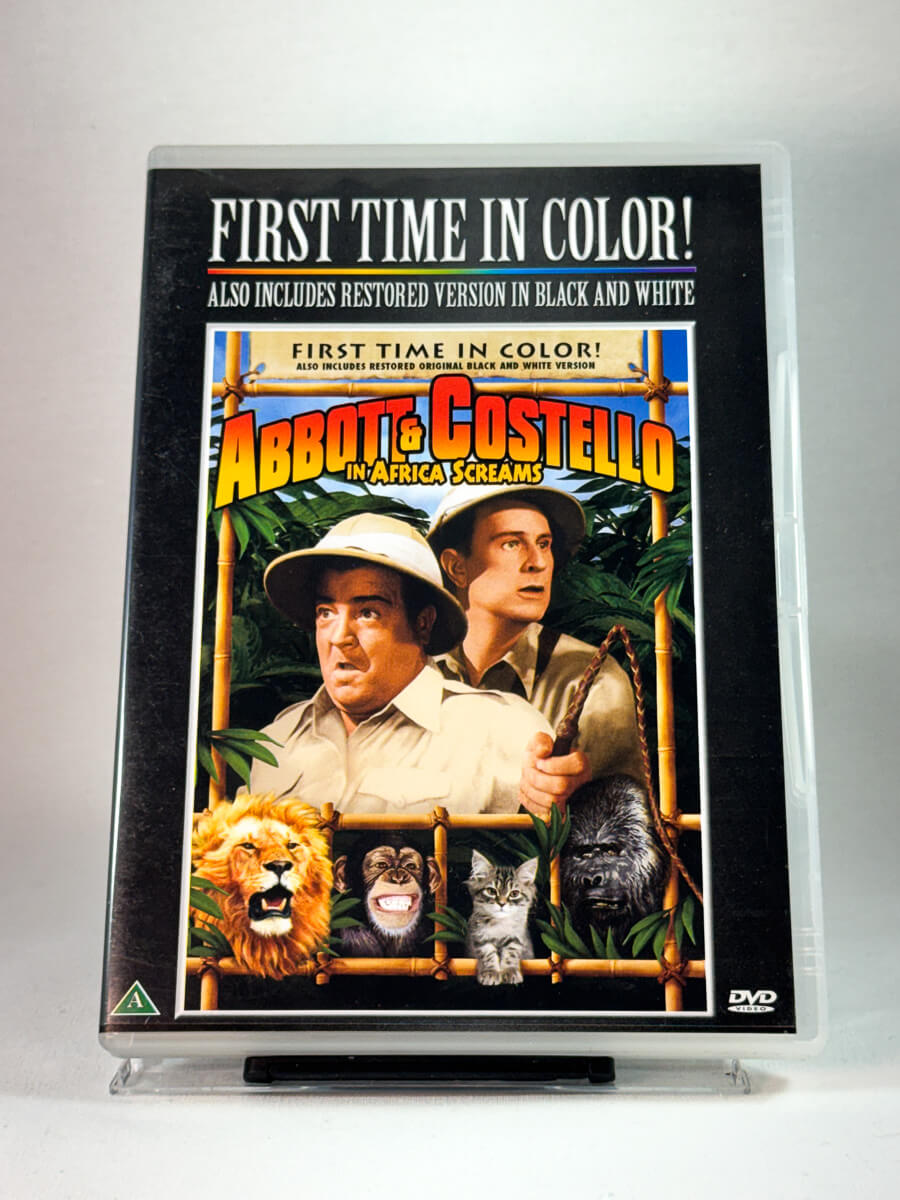 Forside av cover til Abbott & Costello in Africa Screams, bruktfilm på DVD hos Brukbar Film