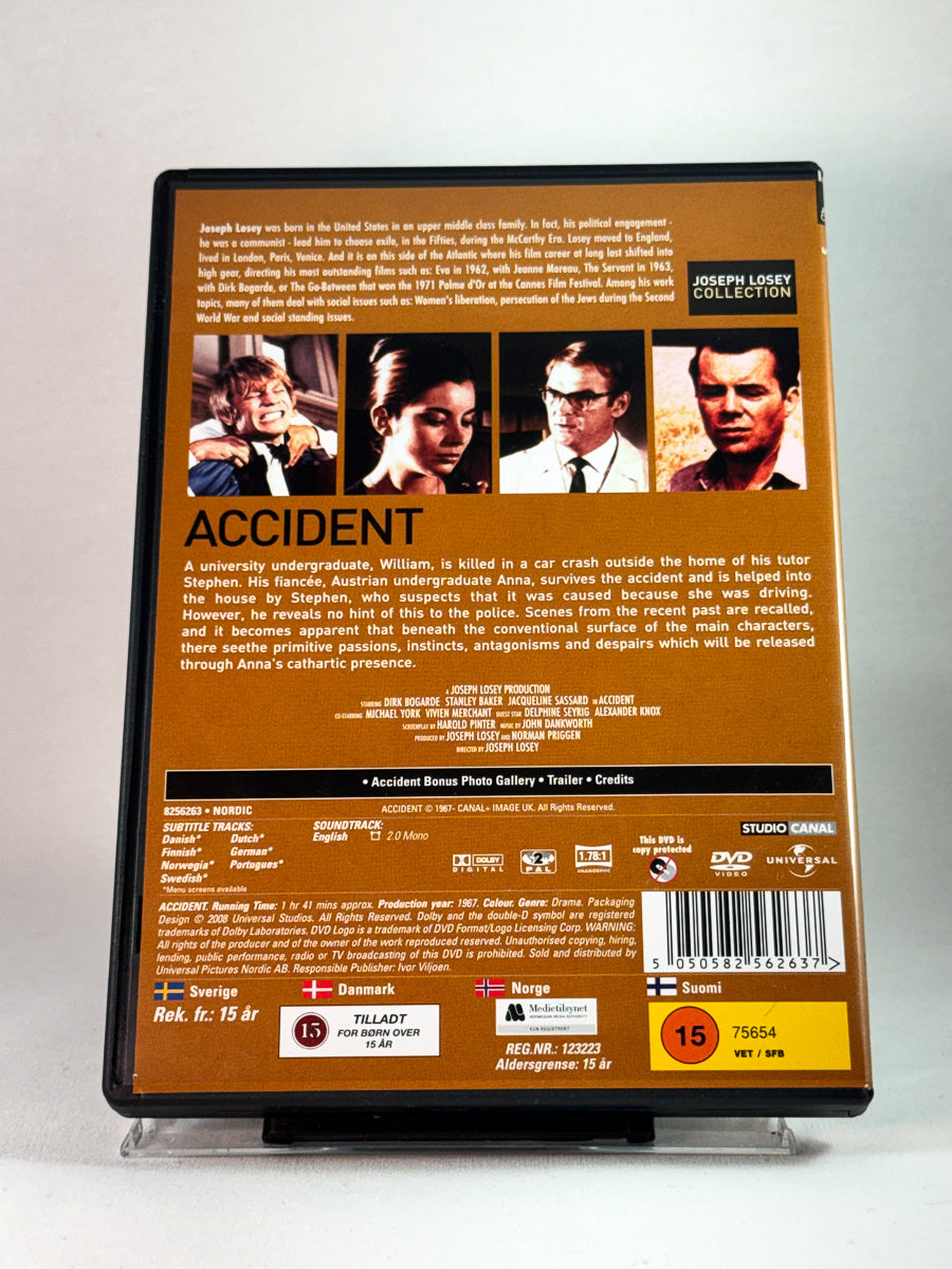 Bakside av cover til Accident, brukt DVD hos Brukbar Film