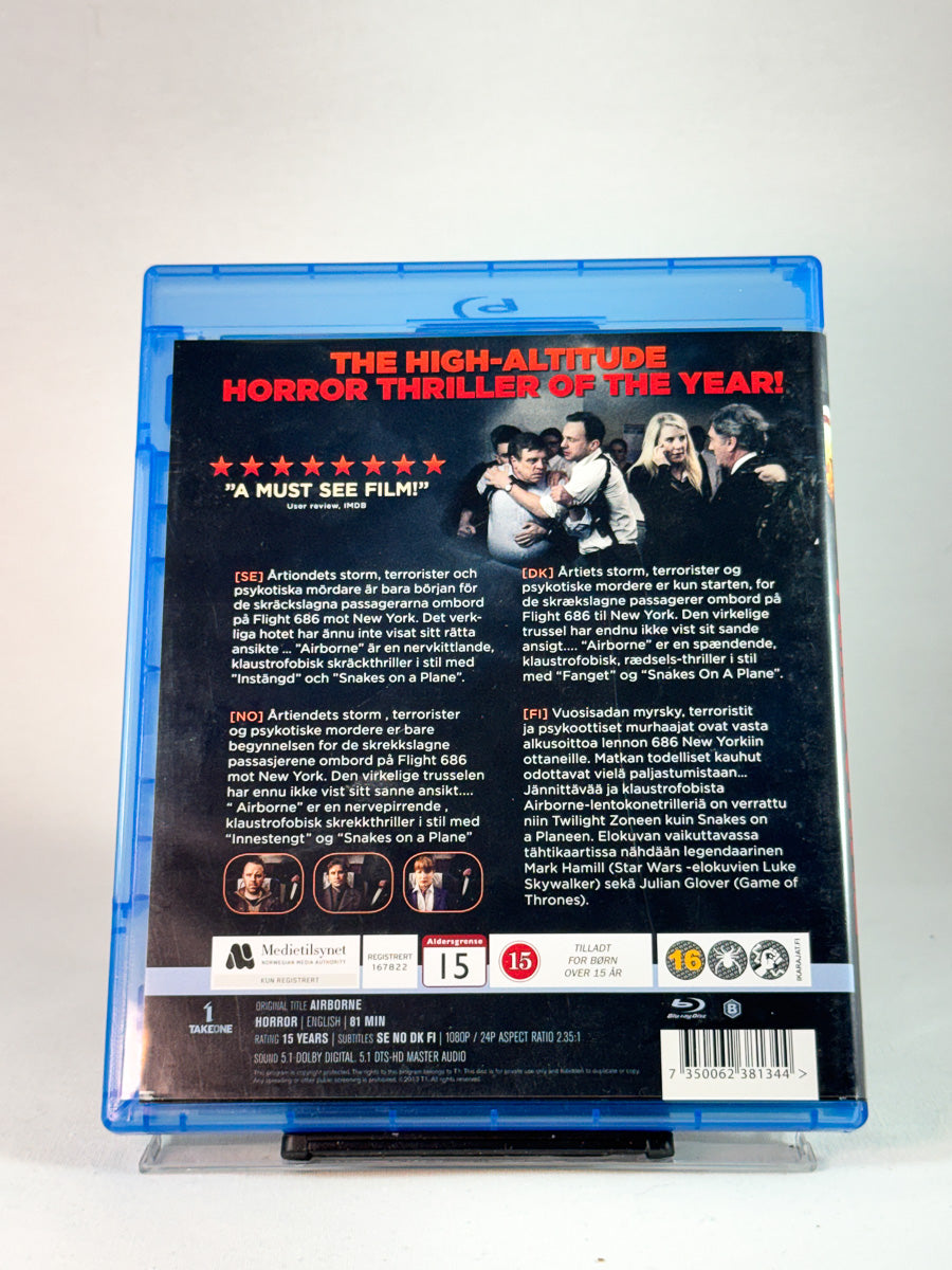 Bakside av cover til Airborne, brukt original Blu-ray hos Brukbar Film
