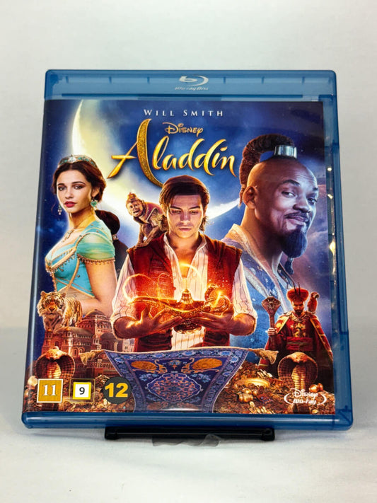Forside av Blu-ray-cover til Disney-filmen Aladdin – brukt eventyrfilm tilgjengelig hos Brukbar Film