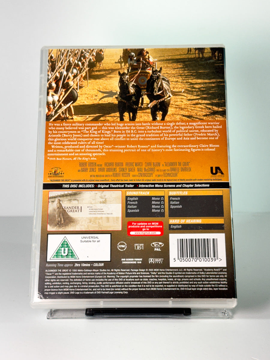 Bakside av cover til alexander the great, brukt DVD hos Brukbar Film