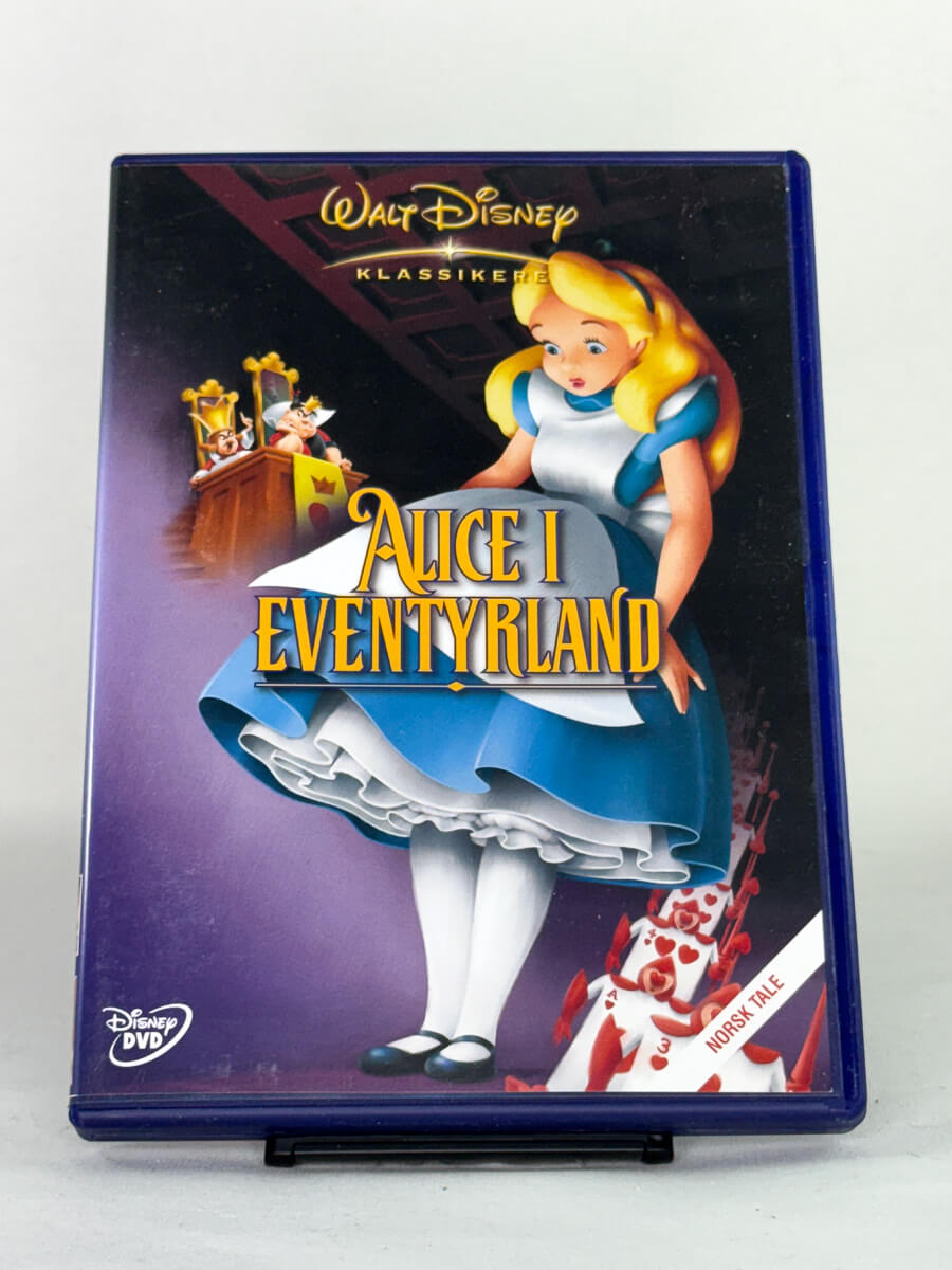 DVD-forside til filmen Alice i Eventyrland
Originalt cover brukt for produktbilde i nettbutikken Brukbar Film