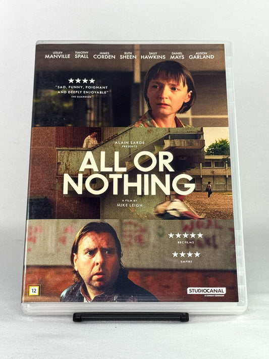 DVD-forside til filmen All or Nothing
Originalt cover brukt for produktbilde i nettbutikken Brukbar Film