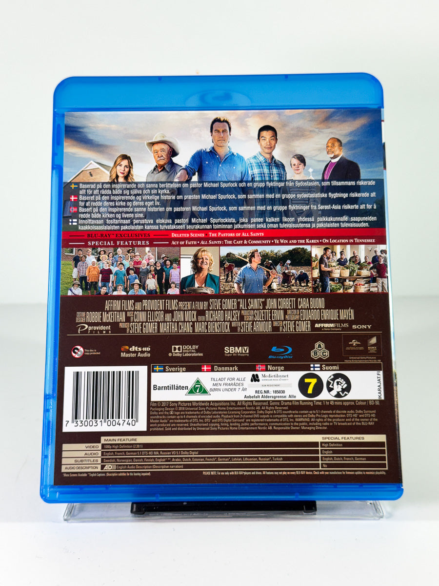 Bakside av cover til All Saints, brukt original Blu-ray hos Brukbar Film