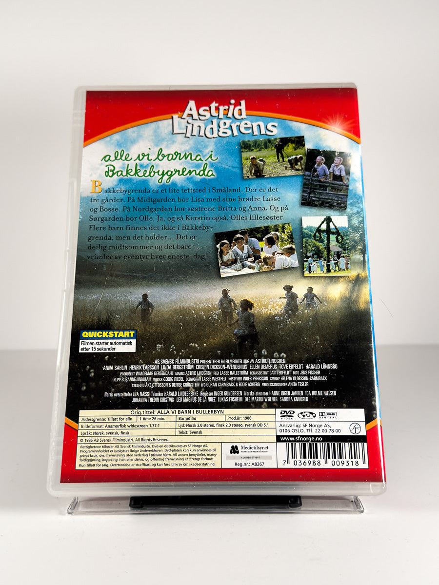 Bakside av cover til Alle vi barna i Bakkebygrenda på DVD