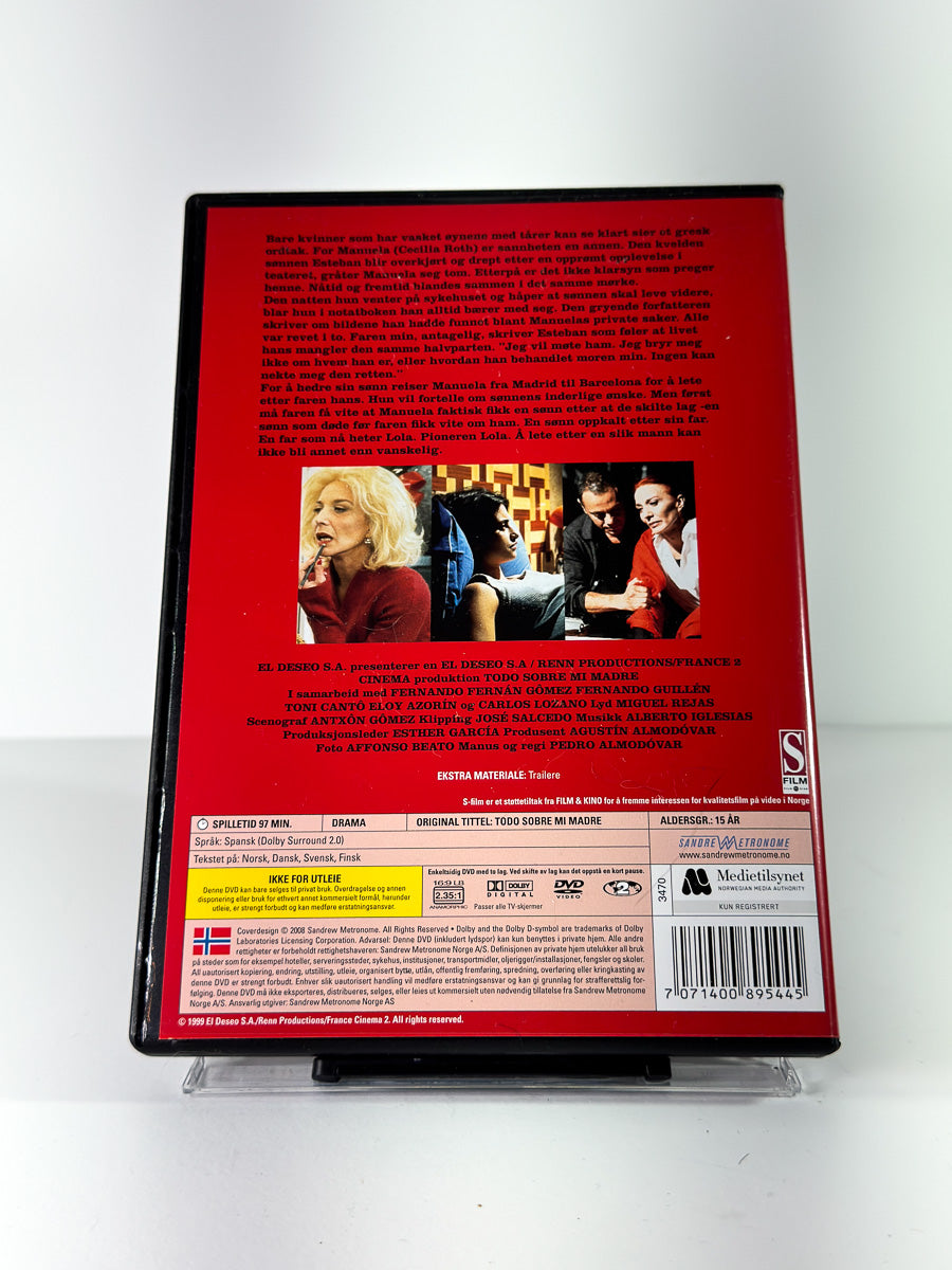 Bakside av cover til Alt om min mor på DVD